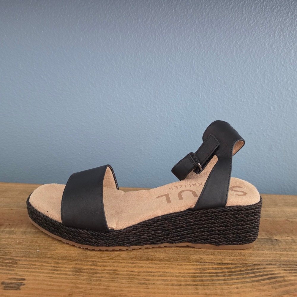 Soul Naturalizer Womens Gloria Wedge Sandal Black Espadrille Platform Size 9.5M - Picture 7 of 11